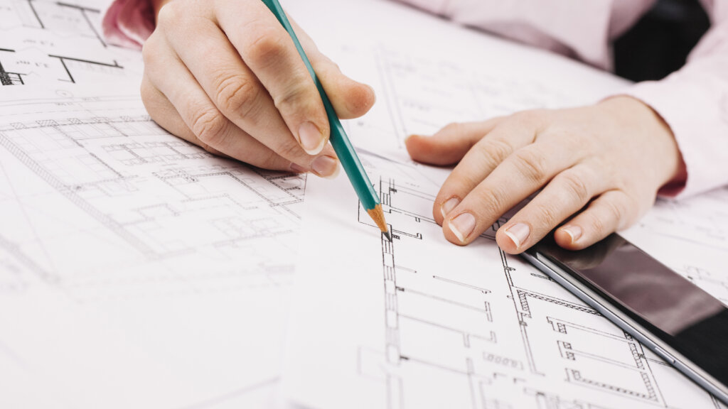 Garment construction blueprints with callouts
