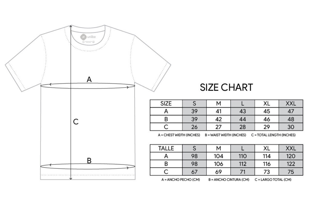 ASTM-compliant size grading chart
