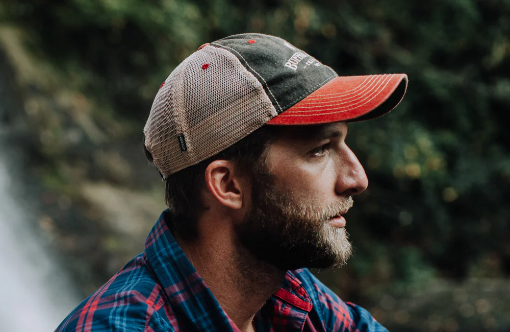Classic high-profile trucker hat silhouette