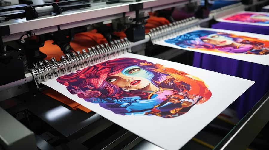 Diagram showing sublimation printing process