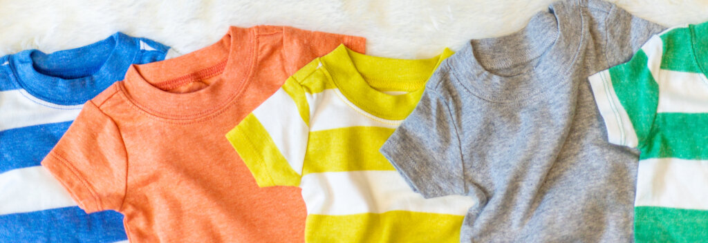 Assortment of T-shirt fabrics side by side