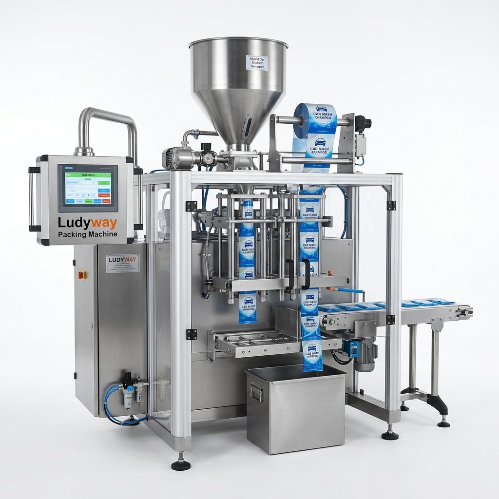 Automated Liquid Packaging System for Car Wash Shampoo Sachet Production