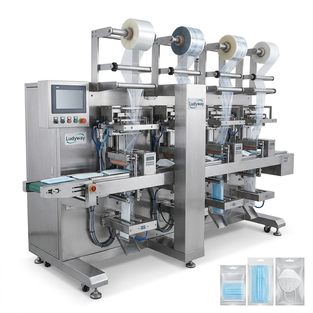 Automatic Multi Lane Face Mask Packaging Machine for Medical Industrial Use