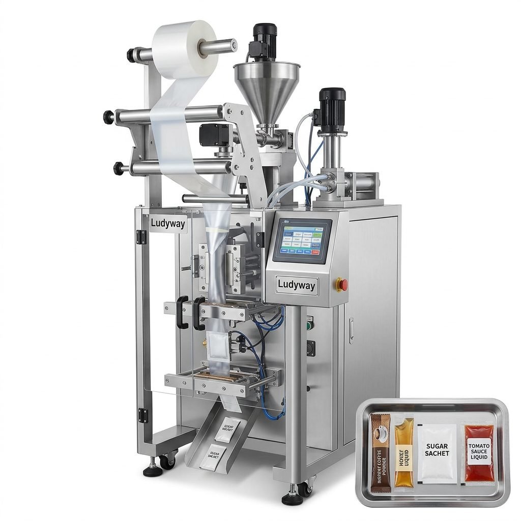 Compact Travel Size Sachet Stick Pack Packaging Machine for Powders Liquids