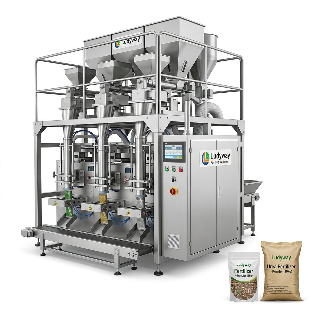 Fertilizer Granule and Powder Automatic Packaging Machine with Multi Lane Filling