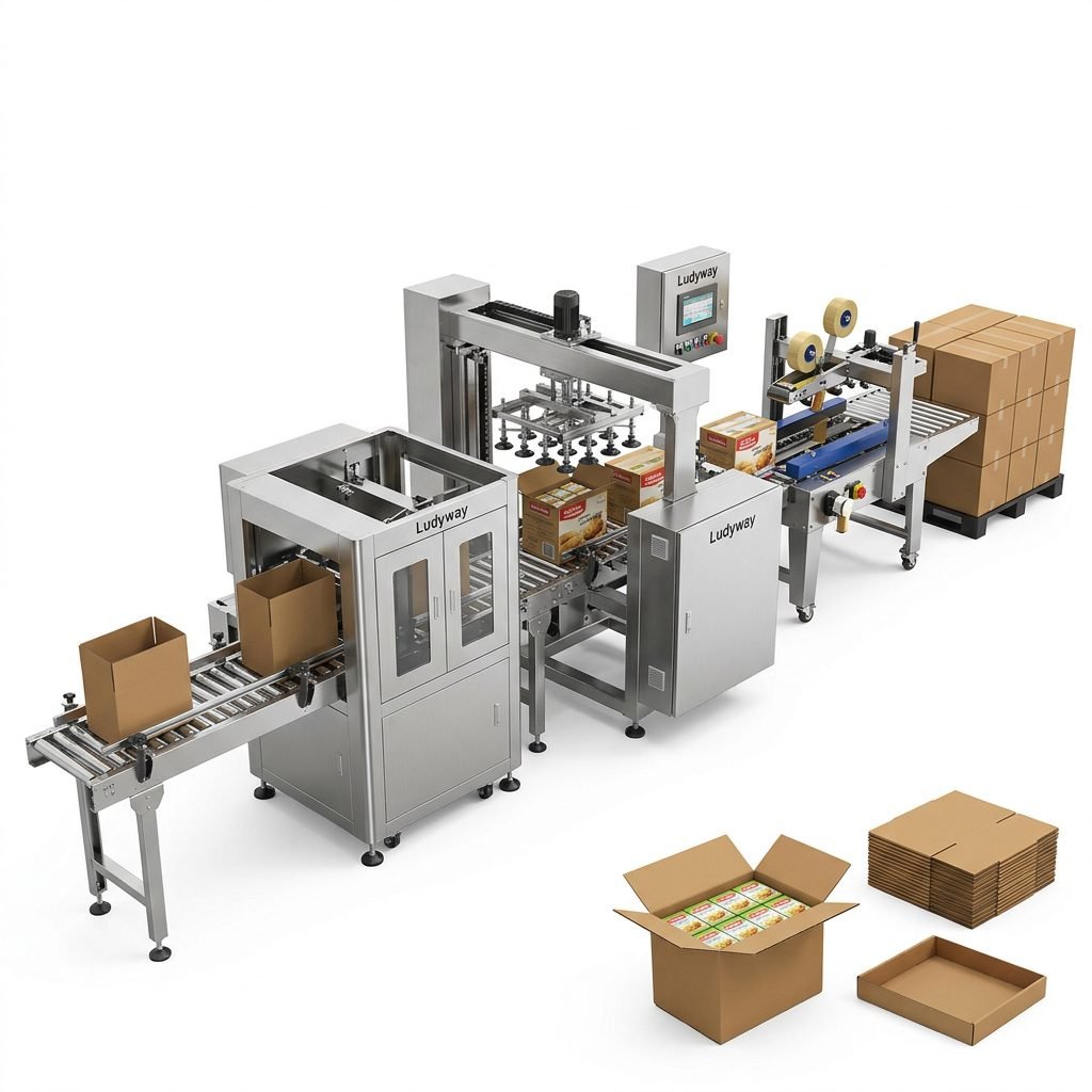 High Speed Automated Case Packing Lines for Box Tray Carton Packaging
