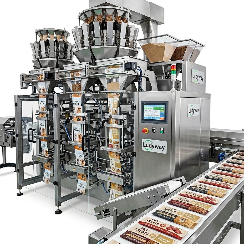 High Speed Multi Lane Pet Treat Packaging System for Granules and Powders