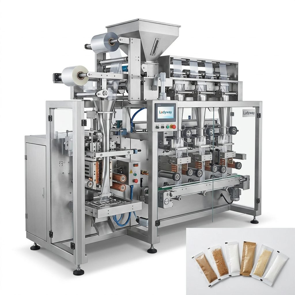 High Speed Multi Lane Sugar Sachet Packaging Machine for Granules Powders