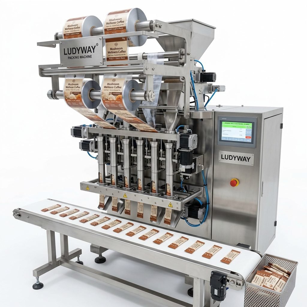 Multi Lane Mushroom Coffee Stick Pack Machine for Powder and Granule Packaging