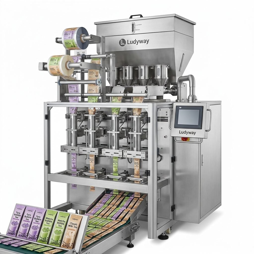 Multi Lane Powder Packaging Machine for Bubble Tea Sachets Stick Packs