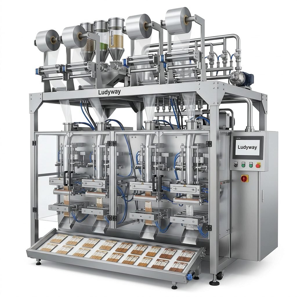 Multi Lane Superfood Powder Sachet Packaging Machine for Granules Liquids