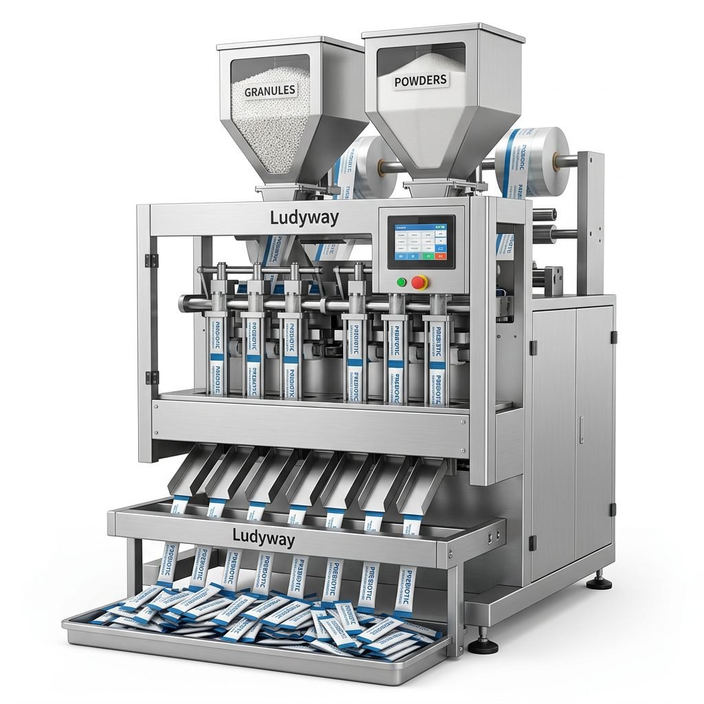 Prebiotic Packaging Machine for Granules Powders Multi Lane Stick Pack System