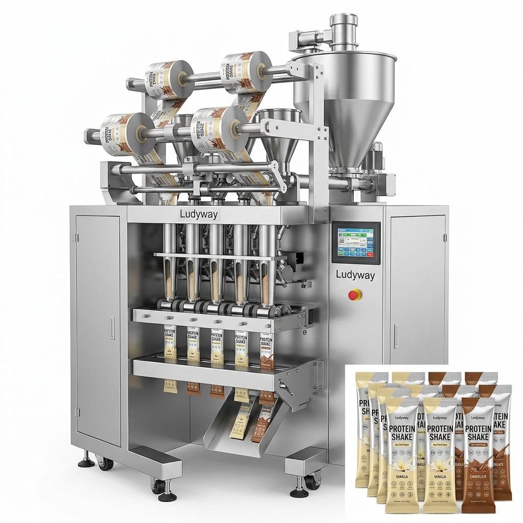 Protein Sachet Packaging Machine for Powdered Shakes Multi Lane Filling