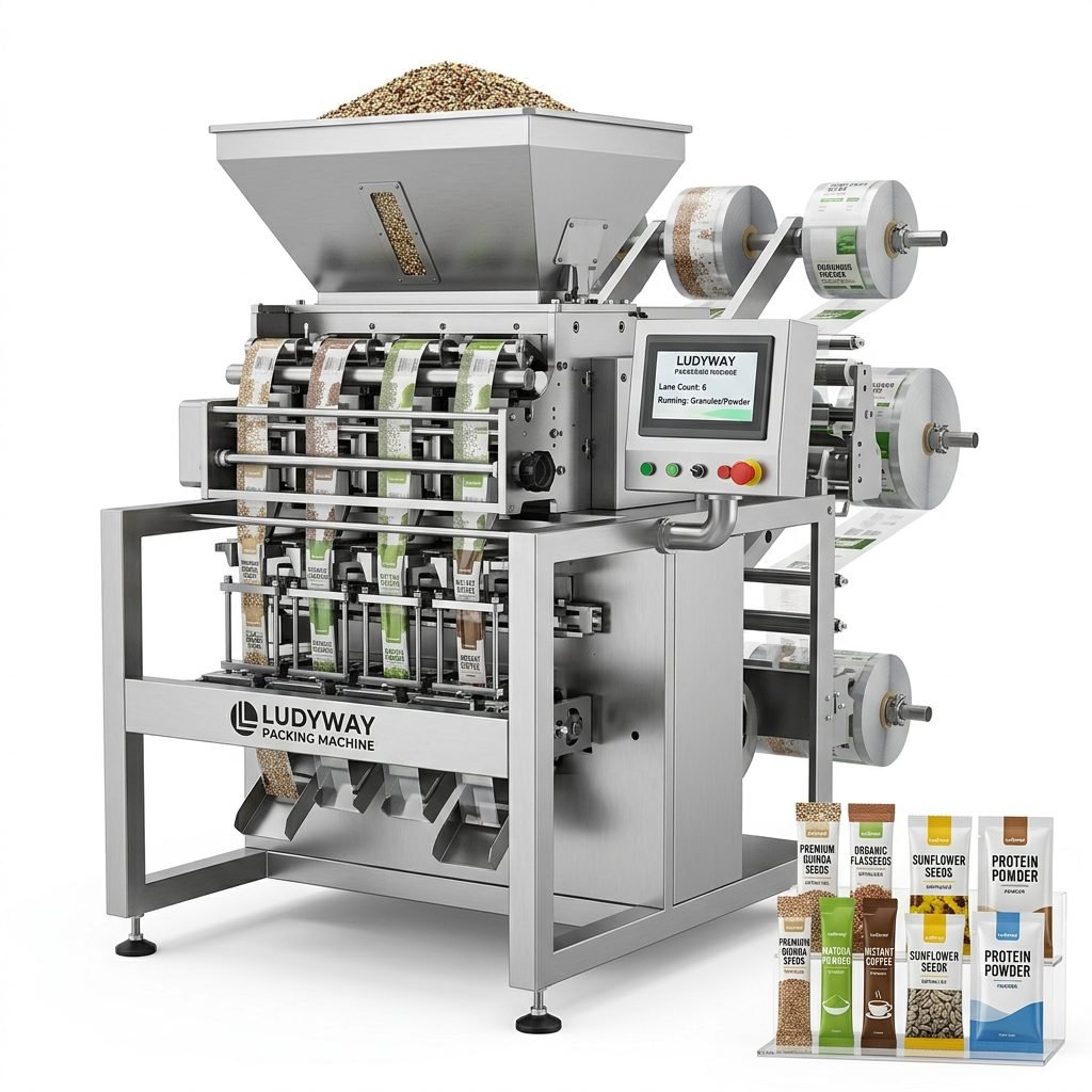 Seed Packaging Machine for Granules Powder Multi Lane Stick Pack Sachet Systems