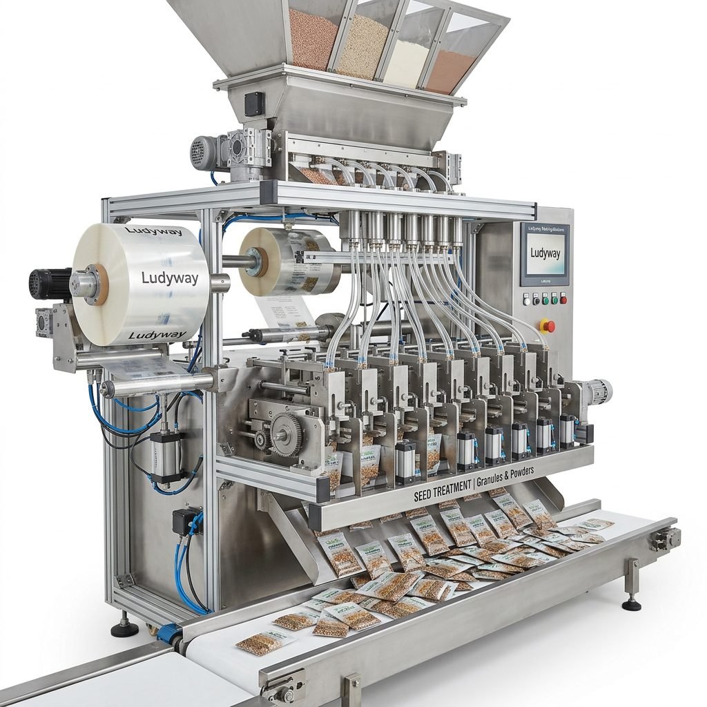 Seed Treatment Packaging Machine for Granules Powders Multi Lane Sachet System