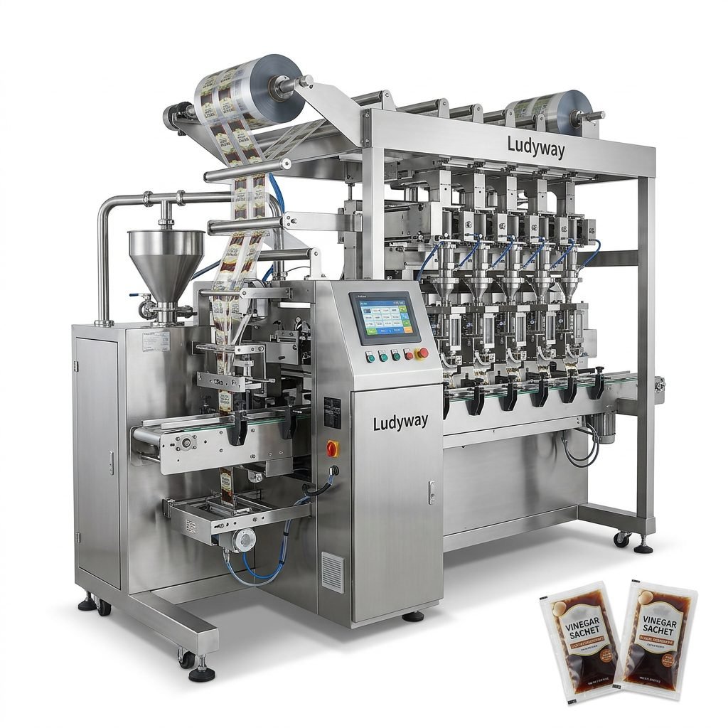 Vinegar Sachet Packaging Machine for Liquid Condiments Multi Lane Automated System